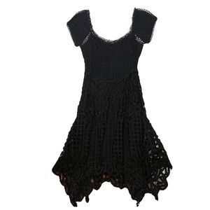 Basix black crotchet dress with beading detailing